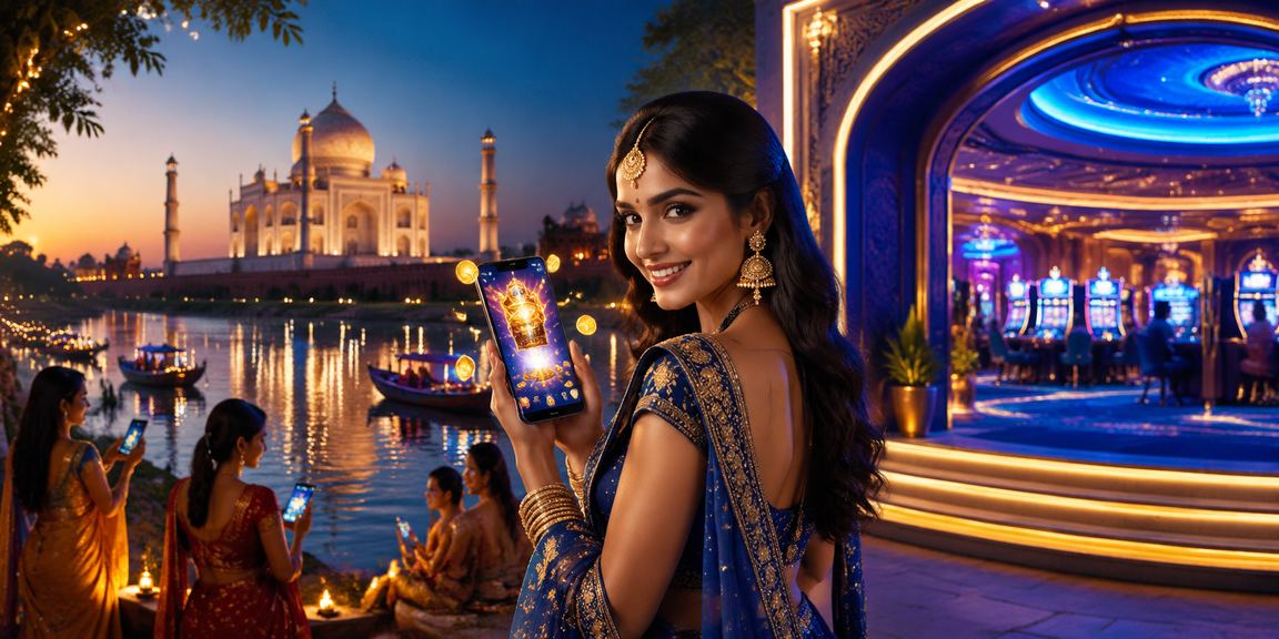 Mobile payment illustration with Taj Mahal background