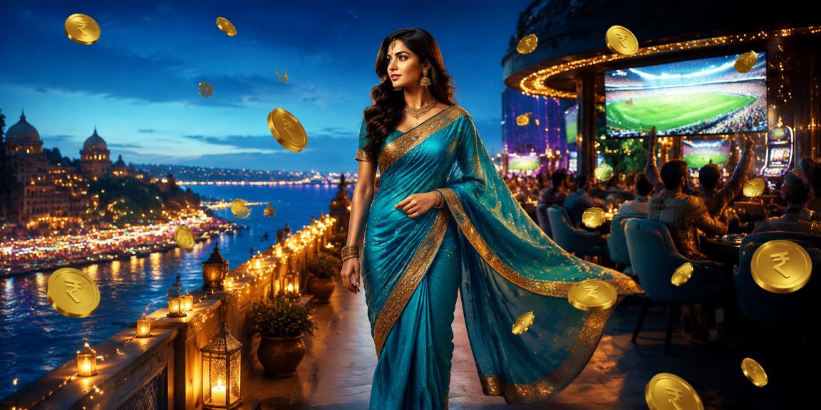 Vibrant Indian casino entertainment with players in sarees